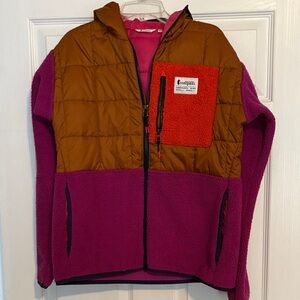 Cotopaxi Women’s Puffer Jacket in Pink and Brown